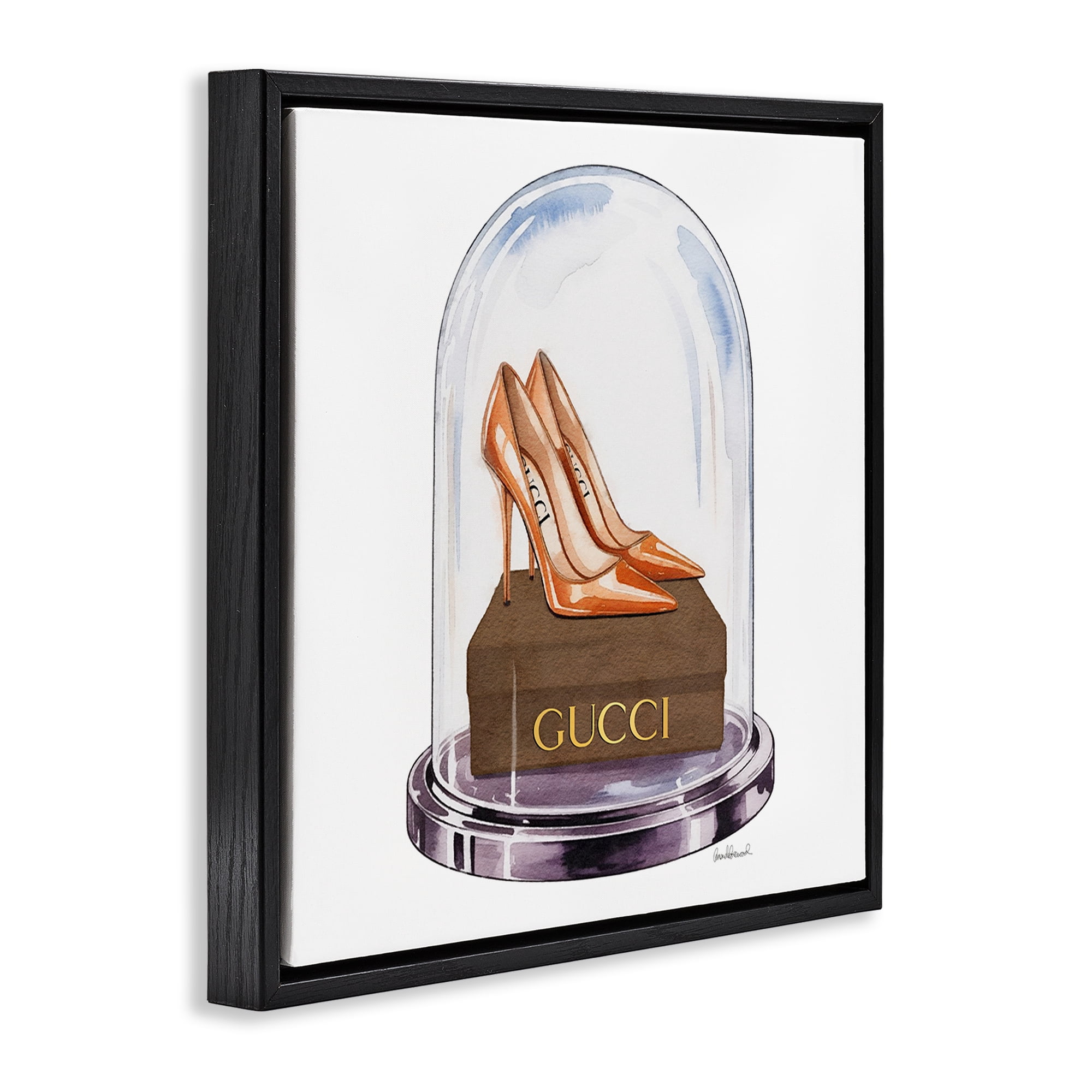 Stupell Industries Satin Heels in Bell Jar Black Framed Floater Canvas Wall Art, design by Amanda Greenwood