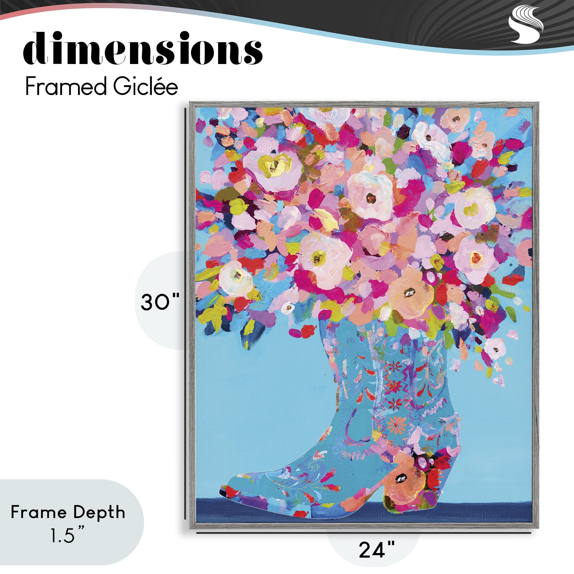 Stupell Industries Cowgirl Dabs of Color Gray Framed Giclee Art, design by Kamdon Kreations