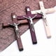 thumbnail image 2 of 1 Handmade Wooden Christ Statue Religious Prayer Hand Holding A Cross Pendant-2025, 2 of 5