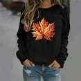 thumbnail image 5 of Yteetum Women's Oversize Sweatshirts Thanksgiving Maple Leaf Pinted Crewneck Hoodless Sweatshirt Tops Womens Casual Graphic Print Round Neck Loose Fits Long Sleeve Sweatshirts Fall Outfits, 5 of 6
