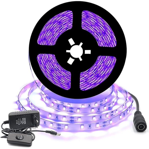 Tira de luces LED flexibles ultravioleta negras LIUYMXG 12 V 5 m 300 LED IP20 SMD2835 tira morada