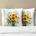 thumbnail image 3 of Sunflower Throw Pillow Cover 16x16inch Set of 2 Spring Summer Yellow White Floral Daisy Mason Jar Decorative Pillow Case Seasonal Farmhouse Cotton Cushion Case for Sofa Home Patio, 3 of 14