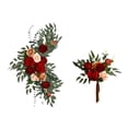 thumbnail image 5 of perfeclan 2 Pieces Artificial Floral Swag Backdrop Welcome Sign Decor Centerpiece Garland Wedding Arch Wreath for Window Home Farmhouse Red, 5 of 9