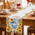thumbnail image 5 of Sunflower Gnomes Table Runner 72 Inches, Summer Botanical Floral Grey Plaid Bed Runner Dresser Scarves Tabletop for Indoor Outdoor Parties/Ceremony/Banquet, 18" x 72", 5 of 9