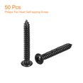 thumbnail image 3 of #8 x 1-3/16" Phillips Pan Head Self-tapping Screw, 50pcs - 304 Stainless Steel Round Head Wood Screw (Black), 3 of 6