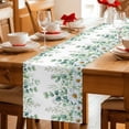thumbnail image 5 of Green Eucalyptus Leaves Table Runner - 108 Inch Long Summer Botanical Watercolor Daisy Cotton and Linen Blended Dress Scarves Farmhouse Table Runner for Kitchen Dining, Coffee Table, 13" x 108", 5 of 8