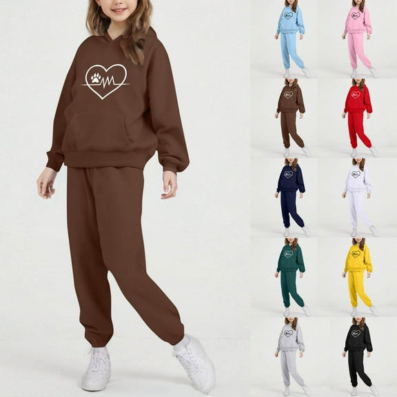 QATAINLAV Toddler Girls Sets Outfits 2 Piece Round Neck Sweatshirt and Leg Tied Sweatpants Athletic Casual spring Winter Outfits