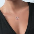 thumbnail image 3 of Gem Stone King 0.58 Ct Pink Created Sapphire E-F Lab Grown Diamond 10K White Gold Heart Necklace, 3 of 4