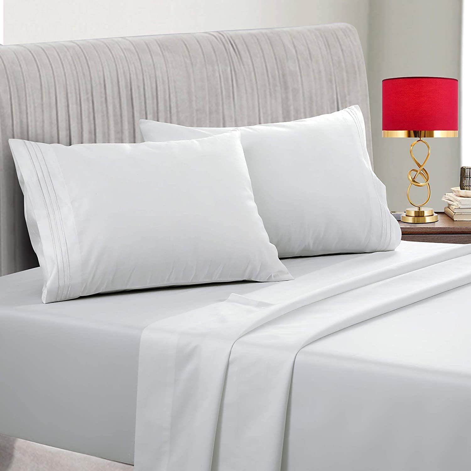 Luxury Fitted Sheet 400TC Deep Fitted Bed Sheet Bedding 100% Cotton Plain Sheet