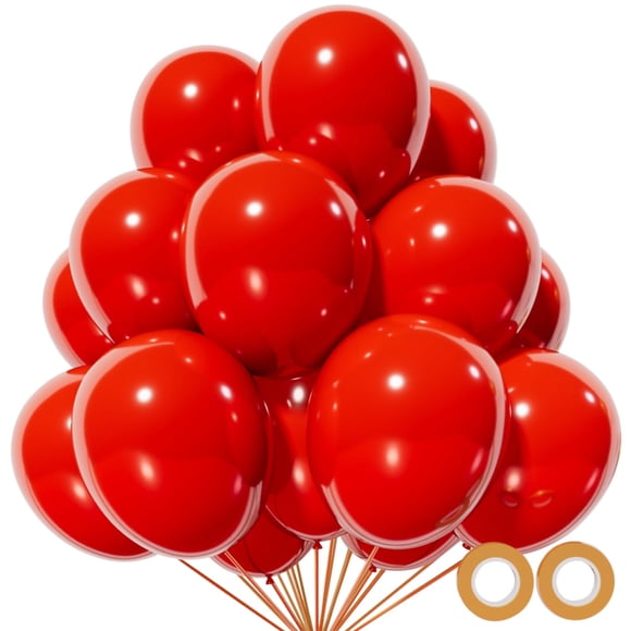 Globos de látex KUULBELA rojos 12 cm 110 unidades con 2 cintas