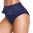 thumbnail image 4 of HOWPAY Women Bikini Bottoms Tummy Control Basic Swim Shorts with Full Coverage High Waisted Solid Color Stretchy Beach Pool Swimsuit Bottoms Navy XL, 4 of 7
