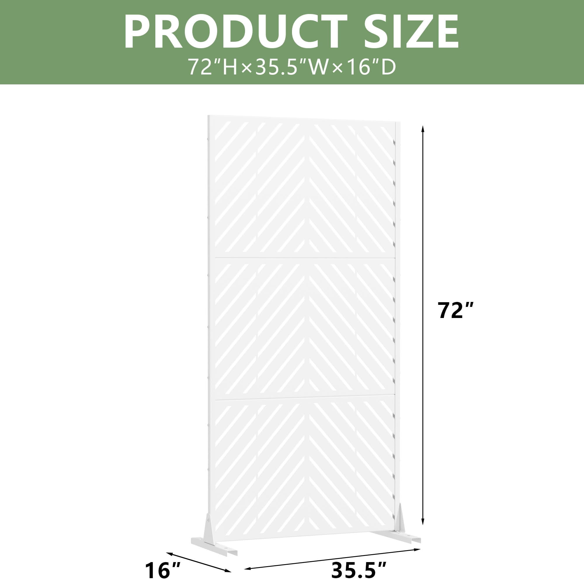 MAYEERTY Outdoor Metal Privacy Screen 6ft × 3ft White, 3-Panel Parallel Decorative Screen, Rust-Resistant for Patio