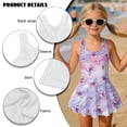 thumbnail image 6 of Xixirimido Butterfly Purple Marble Print Girls One Piece Swimsuit with Skirt Modest Sleeveless Swim Dress Featuring Built-in Shorts & UPF 50+ Sun Protection for Beach Pool, 8-9 Years, 6 of 7
