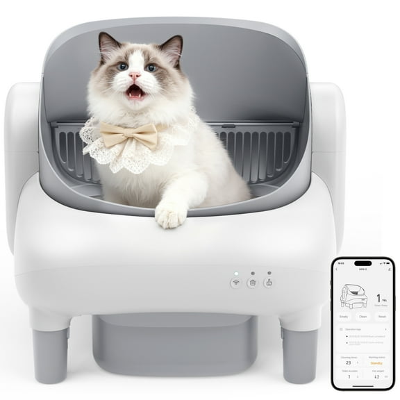 Smart Self-Cleaning Cat Litter Box – APP Control, Safety Sensors, Washable Removable Liner, Odor-Free & Low Maintenance