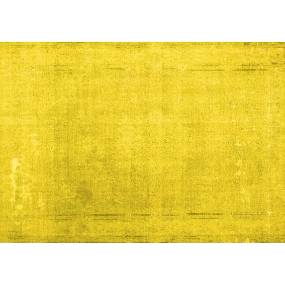 Ahgly Company Machine Washable Indoor Rectangle Abstract Yellow Contemporary Area Rugs, 7' x 9'