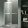 thumbnail image 3 of Kahn Series 57-60"W x 76"H Sliding Frameless Shower Door in Brushed Nickel with Tsunami Guard Tempered Glass, 3 of 4