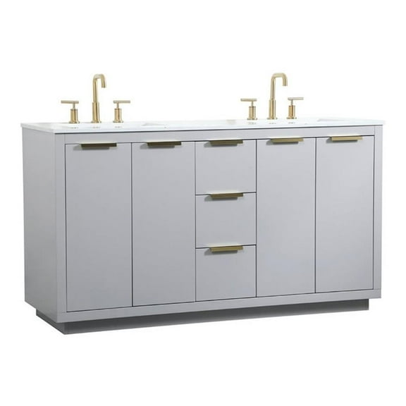 60 inch double bathroom vanity in grey