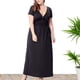 thumbnail image 4 of Vestido de cintura de manga corta con cuello en V sólido Fridja talla grande bnh6369, 4 of 8