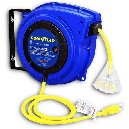 GOODYEAR BOOKS 50 ft Yellow Retractable Extension Cord