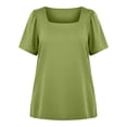 thumbnail image 7 of Womens Summer Tops Plus Size Solid Color T-Shirt Summer Casual Loose Women's Trendy Short Sleeves Squared Neck Pullover Lightweight Blouse Tops XL-5XL, 7 of 7
