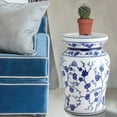 thumbnail image 5 of JONATHAN Y Cherry Blossom 17.7" Ceramic Garden Stool, White/Blue, 5 of 6