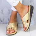 thumbnail image 1 of Women Summer Platform Wedge Sandals Cross Slip On Slippers Flat Sliders Shoes, 1 of 3