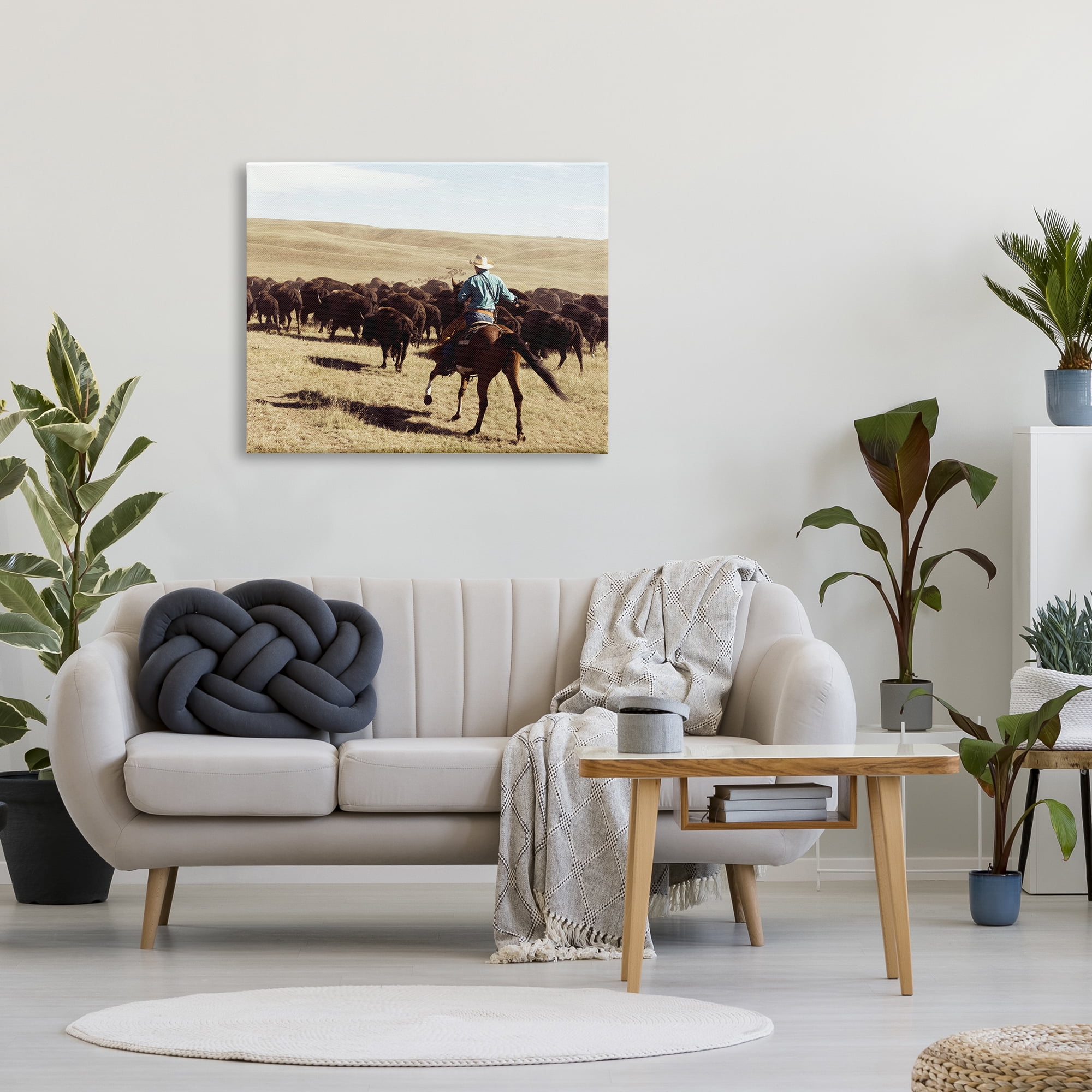 Stupell Industries Cowboy & Cattle in Desert Animals & Insects Photography Gallery Wrapped Canvas Art Print Wall Art, 40 x 30
