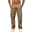 thumbnail image 5 of Domuza Mens Work Cargo Pants Casual High Waisted Wide Leg Cargo Pants with Pockets Hiking Trousers Cargo Jeans Light Brown XL, 5 of 5