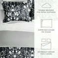 thumbnail image 3 of Noble Linens Black Reversible Secret Garden Print 3-Piece Duvet Cover Set, King/CalKing, 3 of 12