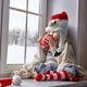 thumbnail image 4 of ¡Oferta del Mes!, Gorro navideño de peluche divertido para fiestas, juego de rol, gorro navideño, tocado, bonito gorro de Papá Noel de piel de cordero, gorro navideño para adultos Akmoler, 4 of 6
