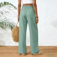 thumbnail image 6 of larppty Women Linen Pants Summer Wide Leg Pants Boho Elastic Waist Pant Flowy Beach Pant with Pockets（Mint Green， S）, 6 of 8