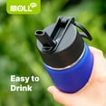 thumbnail image 4 of Mollcity 16oz Stainless Steel Water Bottle with Straw - Sleek Leakproof Tumbler for Travel, Gym & Work, Trendy Modern Design (Navy), 4 of 10
