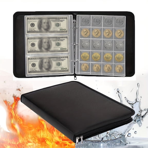 Coin Collection Book for Collector,Panbear 396 Pockets Fireproof Coin Collection Holder Album,Coin Collection Organizer Storage Box Case Album for 20/25/ 27/30/ 38mm Coins,Black