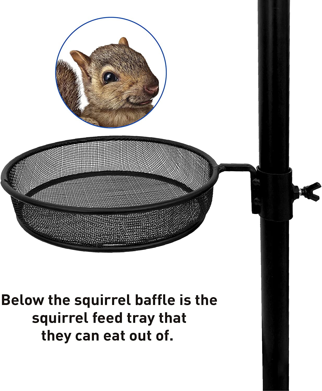 Squirrel Proof Bird Feeder  Wild Bird Station - Powder Coated 81 Inch Steel Pole  Squirrel Baffle  4 Bird Feeders  1 Squirrel Peanut Feeder - 5 Prong Base  PATENTS PENDING