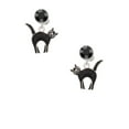 thumbnail image 2 of Delight Jewelry Silvertone Black Standing Cat Black Crystal Clip on Earrings, 2 of 5