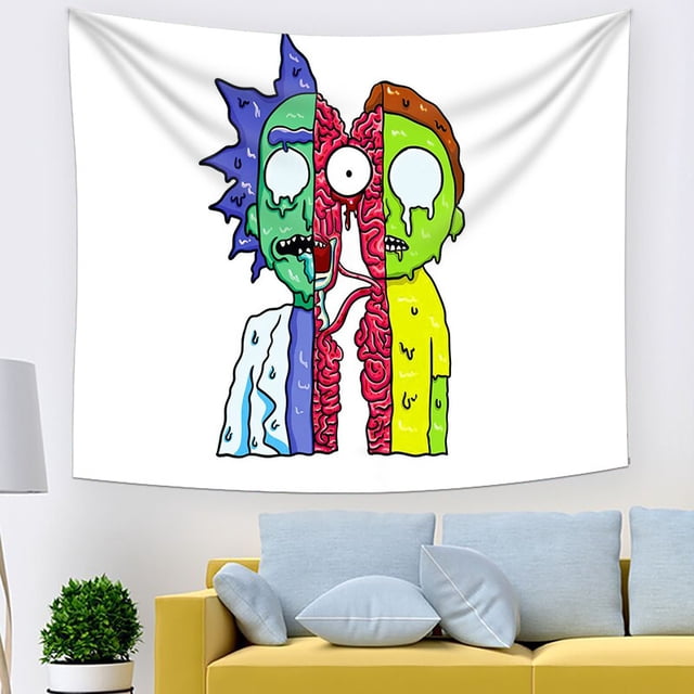 Tapiz Rick y Morty para colgar en la pared, 150 x 130 cm, microtela