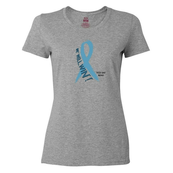 Inktastic We Will Win Against Prostate Cancer Ribbon Women's T-Shirt