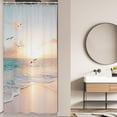 thumbnail image 3 of Tropical Shower Curtain 36Wx72H Stall RV Coastal Ocean Shower Curtain Hawaiian Shower Curtain Sea Seaside Sunset Sunrise Bird Summer Bath Curtain Fabric Beach Bathroom Decor with 7 Hooks, 3 of 6