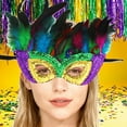 thumbnail image 6 of Xfvqtps Mardi Gras Mask for Men and Women Masquerade Masks Multicolored Glitter Sequin Feather Carnival Mask for Makeup Performance Ball Party Yellow, 6 of 6