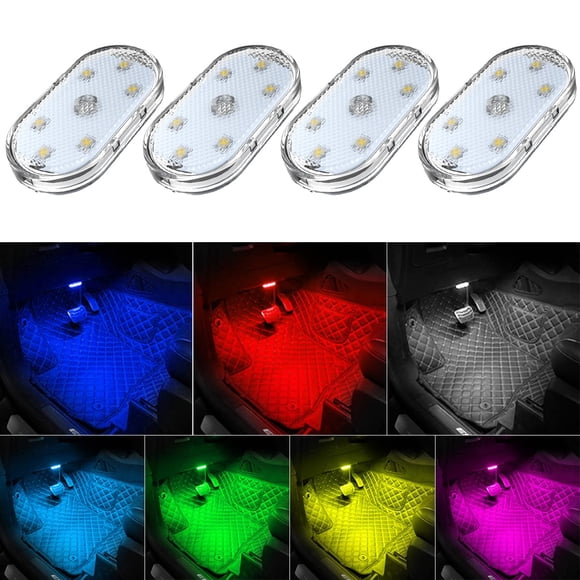 Luces LED para coche TEKSHINNY, 7 colores, para interiores, USB inalámbricas