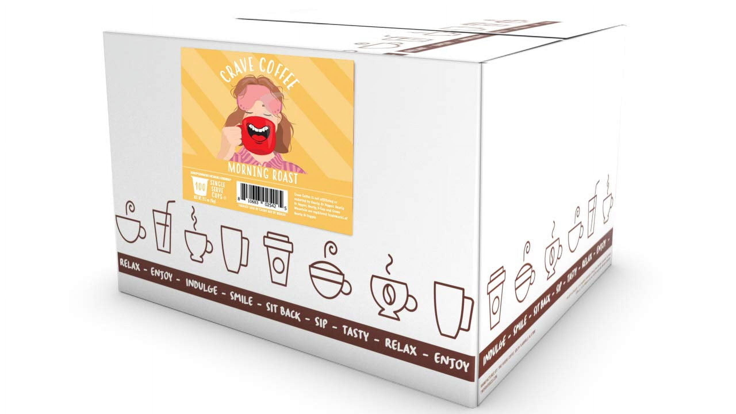 Crave Beverages Morning Roast Coffee Pods - Light Roast for Keurig K Cup Brewers, 100 Count