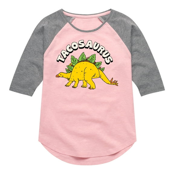 Instant Message - Tacosaurus - Taco Fan - Toddler & Youth Girls Raglan Graphic T-Shirt