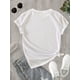 thumbnail image 5 of Women's 100% Cotton Casual Short Sleeve T-Shirt with Bold Black Letter Print - White Relaxed Fit Spring Summer Everyday Tee, 5 of 6