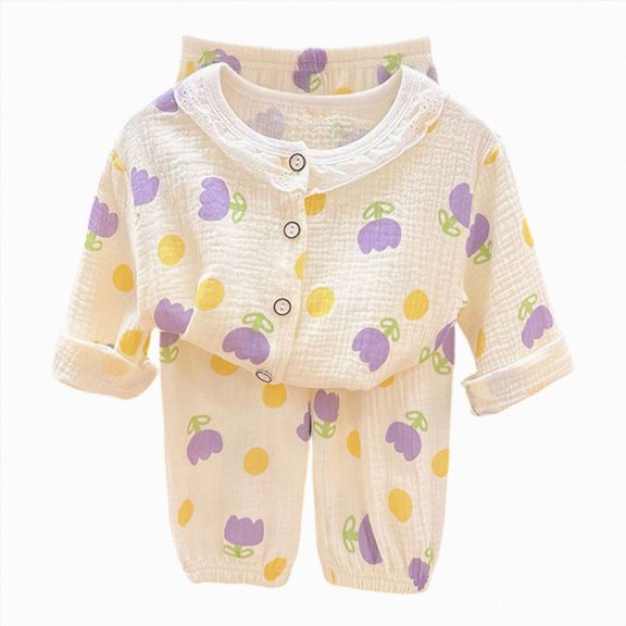CAUYDY Child Girl Clothes Sleepers for Kids 5T 6T 7T 8T 9T 10T Long Sleeved Shirt and Pants 2PCS Cute Fall Winter Set Girls Pajamas Sizes 5-6 Years,Purple