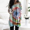 thumbnail image 2 of Women's Casual Loose Fit Tunic Top Long Sleeve Round Neck Printed Fashion Shirts Blouses for Daily Wear Office Work Vacation Outfits Gift for Women | Aestivo,Blue L, 2 of 8