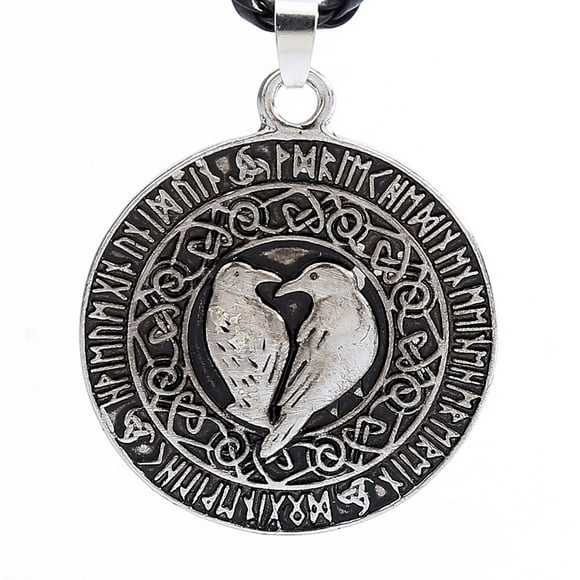 PVCS Norse Viking Pendant Necklace Valknut Raven Pendant Runa Talisman Amulet Knot