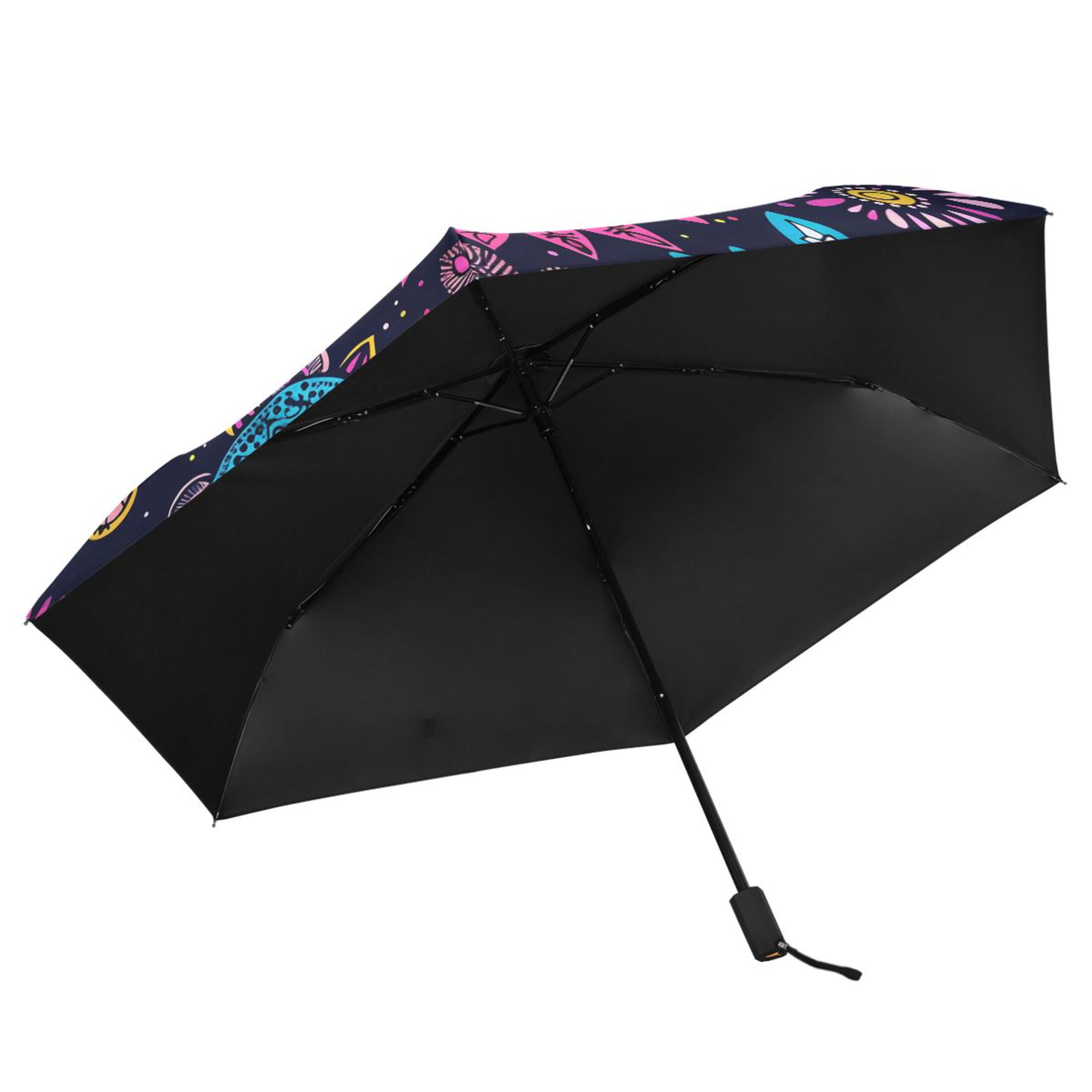 ALAZA Bohemian Mandala Flower UPF 50+ Compact Folding Umbrella for Rain Travel Umbrella Packable