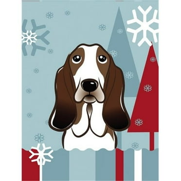 Carolines Treasures BB1739CHF Winter Holiday Basset Hound Flag Canvas House Size