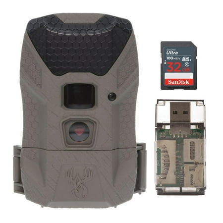 Wildgame Innovations Wraith 2.0 Lightsout Trail Camera with 40 Infrared LEDs Bundle with 32GB Ultra SDHC UHS-I Memory Card and 4-In-1 USB Card Reader (3 Items)