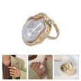 thumbnail image 2 of Unique Irregular Pearls Rings Adjustable Rings Stylish Finger Jewelry Alloy Texture for Women Trendy Jewelry Present, 2 of 8